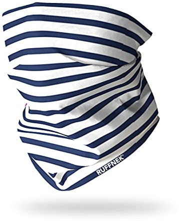 Ruffnek FRENCH BLUE BRETON STRIPE Multifunctional Headwear Tube Neck warmer, scarf/snood - ONE SIZE for Men, Women & Children