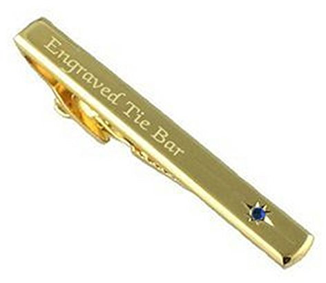 Pince à cravate dorée gravée avec cristal doré saphir bleu avec pochette, aucun, taille unique