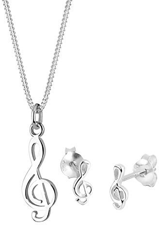 Elli Schmuckset Damen Notenschlüssel Musik in 925 Sterling Silber