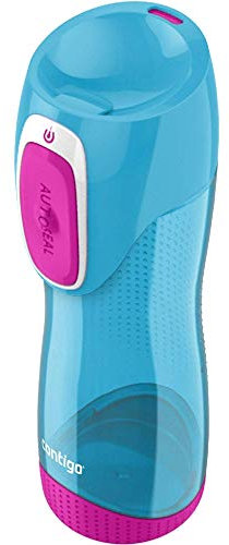 Contigo Swish Autoseal Water Bottle, Large BPA Drinking Bottle, Leakproof Gym Bottle, Ideal for Sports, Running, Bike, Running, Hiking, Skyblue/Magenta, 500 ml