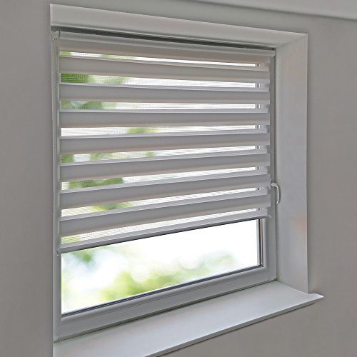 Easy-Shadow Universal Doppelrollo Klemmrollo Außenmaß Breite 140 x 130 cm Höhe - 140x130 cm weiß - Vario Kleberollo Easy&Fix inkl. 2 Stück Klemmträger und Seitenführung
