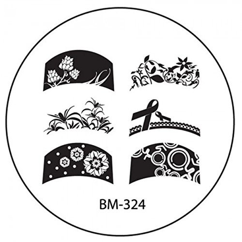 Stamping Schablone Plate BM 324 Bundlemonster French Blumen Flower Schneeflocken Nailart Nageldesign