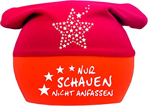 Kleiner Fratz Baby Kopftuch Mütze Multicolor STERN (Farbe rot-orange) (Gr. 1 (56-74) Nur schauen Nicht anfassen