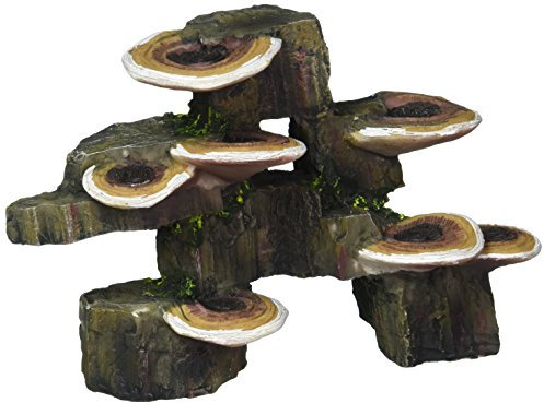 Penn-Plax Deco-Replicas Tree Trunk with Shelf Mushrooms Aquarium Decoration – Safe for Freshwater and Saltwater Fish Tanks – Small