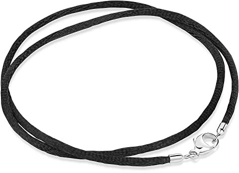 MATERIA Damen Halsband Samt schwarz Textil 2mm 925 Silber Karabiner 8 Längen #K26, Länge Halskette:80 cm