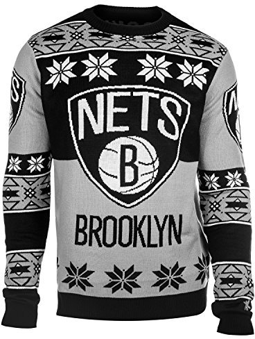FOCO Brooklyn Nets Big Logo Ugly Crew Neck Sweater Medium