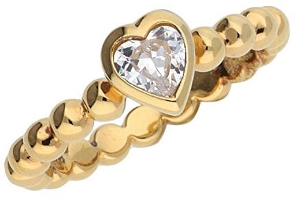 Esprit Damen-Ring 925 Sterling Silber rhodiniert Kristall Zirkonia Pellet Heart Gold weiß