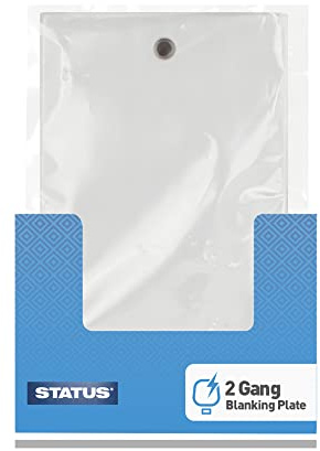 STATUS 2 Gang Blank White Switch Blanking Plate, Double Back-Box Cover for Redundant Sockets in Home or Office, Screw Fixing, White (SDBPB22)