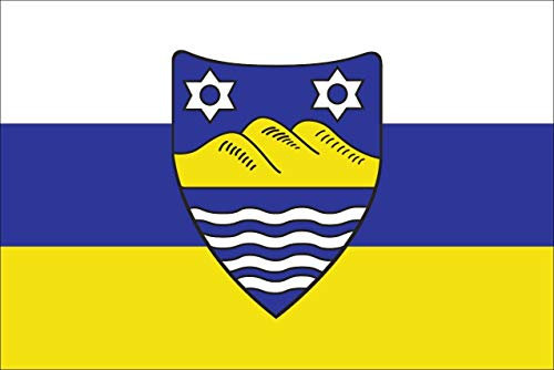 flaggenmeer® Flagge Juist mit Wappen 110 g/m² ca. 60 x 90 cm
