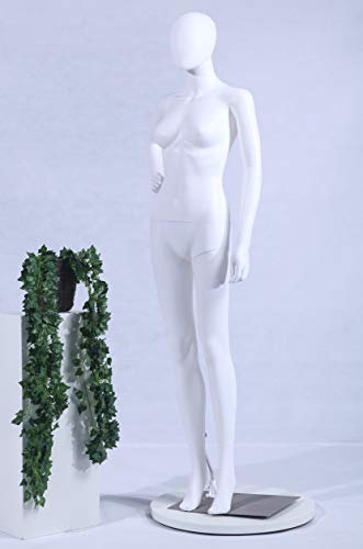 Eurohandisplay FB-11White weiß matt abstrakte Schaufensterpuppe mit Metallplatte ohne Kopf Female Mannequin Headless (weiblich FB-11W)