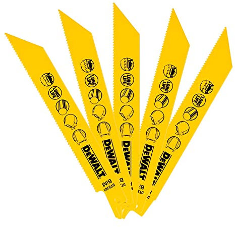 DeWalt BI-Metall Metallsäbelsägeblätter (Gesamtlänge: 152 mm, Zahnteilung: 1.8 mm, für schnelle Schnitte in Metallen, Blechen, Rohren und Profilen bis 3 mm) DT2361
