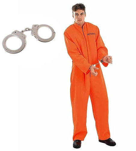 Fun Shack Orange Prisoner Costume Men Jumpsuit Outfit Convict Costume Prisoner Attire for Halloween Parties, X-Large
