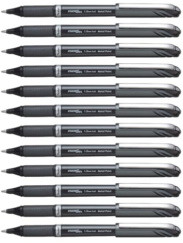 Pentel ENER-GEL NV Liquid Gel Pen, 1.0mm, Barrel, Black Ink, Box of 12 (BL30-A)