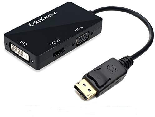 CableDeconn Displayport Dp to HDMI/DVI/VGA Male to Female 3-in-1 Adaptador Convertidor Cable