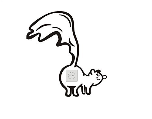 blattwerk-design Steckdosenaufkleber - Wandtattoo - Steckdose - Stinktier (M070 Schwarz)