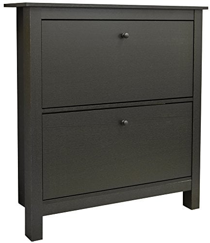 WATSONS STOWE - 8 Pair 2 Drawer Shoe Storage Organiser Cabinet - Black