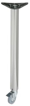 Amig - Pata de Acero Mod.6 Cromo Mate con Ruedas Giratorias y Freno para Mesas de Oficina, Cocina - con Ajuste Altura 10 mm - Medidas: 710 x 60 x 1,2 mm - Resistencia 15 kg/Pata Incluye Tornillería
