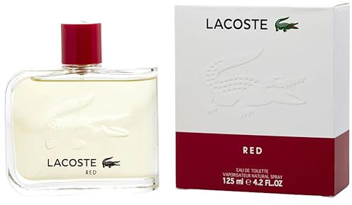 LACOSTE RED Eau de Toilette, sinnlich-warmer Herrenduft mit Patschuli, Vetiver und Kiefern-Noten für energetische Männer, 125ml