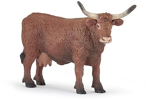 Papo - Realistische Salers-Kuh-Figur - 3 Jahre + - Kollektion Leben auf dem Bauernhof - Lernspiel Landwirtschaft - Geschenkidee Spielzeug für Mädchen und Jungen