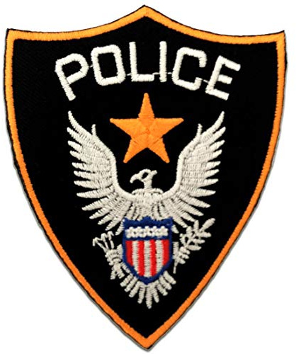 Catch the Patch Police Polizei Aufnäher zum Aufbügeln Polizei 7 x 8,8 cm Bügelbild für Erwachsene mit Cop Sheriff Statement Vintage, Karneval Fasching Cosplay Halloween Mitbringsel