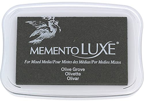 Tsukineko Memento Luxe Stempelkissen zum Stempeln-Grün, Olivenhain-groß-auf Wasserbasis-Deckend, Archivierung-Prägung, pad Size: 7,6 x 4,7 cm