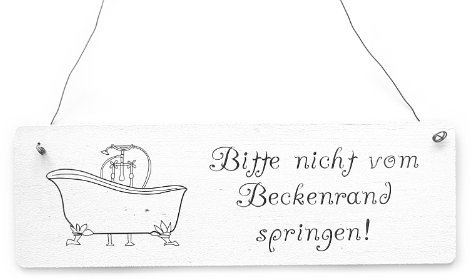Interluxe Shabby Vintage Schild Türschild Bitte Nicht VOM BECKENRAND SPRINGEN Deko Bad