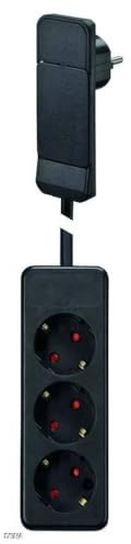 Bachmann Steckdosenleiste SMART Plug 3-Fach 1,6m Mehrfachsteckdose Schwarz 933.014 (Mit Flachstecker und Kinderschutz)