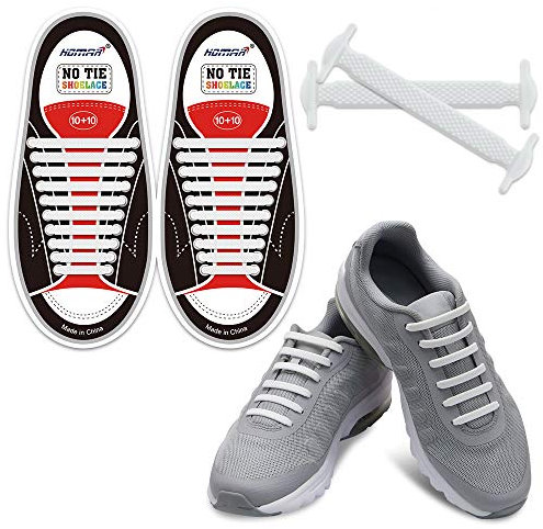 HOMAR Durable Sports Fan Shoelaces Gummi Adult Elastic athletischer Betrieb Schnürsenkel Flache Schnürsenkel für Sneakers Boots Oxford - White