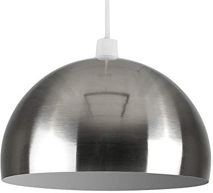 MiniSun | Modern Brushed Chrome Dome Ceiling Light Shade | Pendant Lights, Home Décor & Improvement Essential | 295cm Shade Width