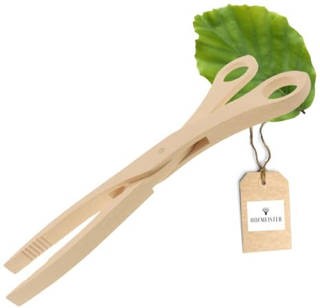 HOFMEISTER® Pince en bois de hêtre, résistante à la chaleur, prise sûre avec rainures, pince hygiénique pour choucroute et cornichons, pince pratique pour barbecue, 28 cm