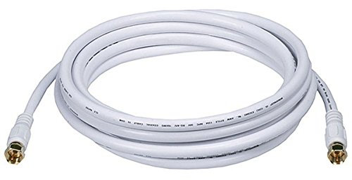 Monoprice 106315 304,8 cm RG6 18AWG 75 Ohm Quad Shield CL2 Cable Coaxial con Conector Tipo F - Blanco