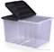 Strata 110lt Super Nova Large Plastic Storage Box and Lid (Pack of 2) Clear/Black Lid
