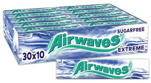 AIRWAVES - Chewing-gum Menthol Extrême sans sucres - Grand format contenant 30 paquets de 10 dragées - 420g