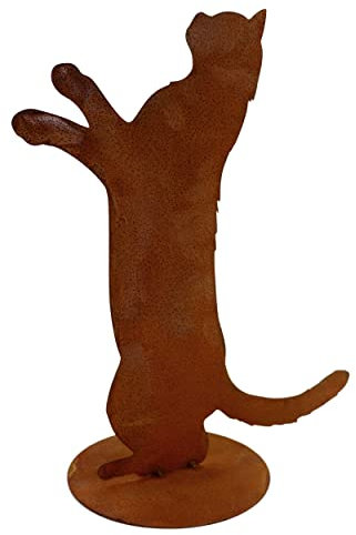 Rostikal Edelrost Dekofigur Katze 40 cm stehend auf Bodenplatte Garten Rost Deko Gartendeko Vintage