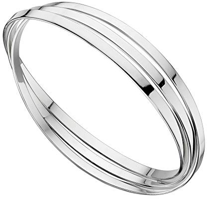 Elements Silver Women's 925 Sterling Silver Triple Russian Wedding Bangle of Flat Bands