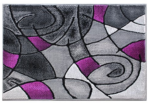 Masada Rugs, Moderner Teppich, 71 x 91 cm, Violett / Grau / Schwarz