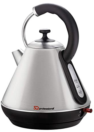 SQ Professional Gems Range Legacy Stainless Steel Cordless Electric Kettle -Portable kettle with Heat Resistant Handle - Fast Boil - LED Light Indicator -2200w 1.8Litre (Quartz)