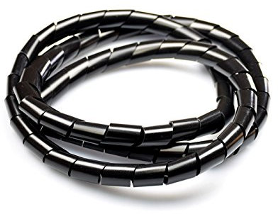 Spiral Binding/Band – Schwarz/Transparent Weiß Kabel Tidy Wrap 6 mm, 12 mm, 19 mm, 24 mm extra groß (1Meter/Auslöser), plastik, schwarz, XLarge 24mm (20-130mm)