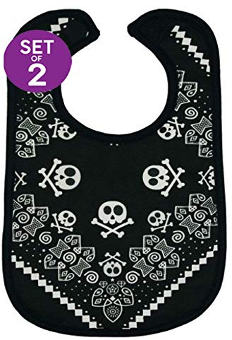 2 x schwarze trendige Rockstar-Baby-Lätzchen, Rock‘n‘Roll, Cooles Baby-Geschenk für Jungen oder Mädchen von Baby Moo‘s – Ideal für Neugeborene oder als Babyparty-Geschenk