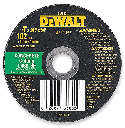 DEWALT DW8072 ConcreteMasonry Grinding Wheel, Angle Grinder Disc, 4-12-Inch X .045-Inch X 78-Inch