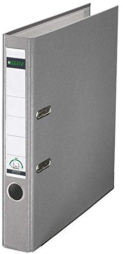 Leitz 101550xx Qualitäts-Ordner Plastik 180A mit Schlitzen A4 (schmal, grau, 5er Pack)