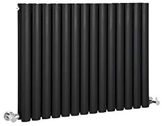 Milano Aruba Black Horizontal Double Oval Panel Radiator - 635mm x 826mm