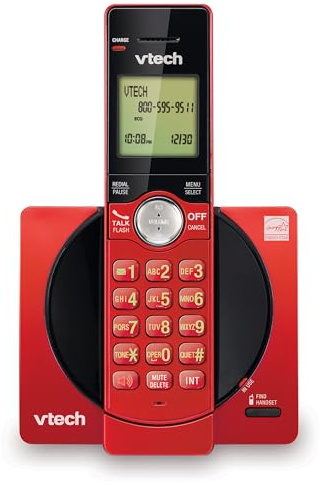 VTech CS6919-16 DECT 6.0 Cordless Phone, Red - Caller ID/Call Waiting (Stores 30 Calls), Backlit Keypad & Display, Full Duplex Handset Speakerphone, Wall Mountable