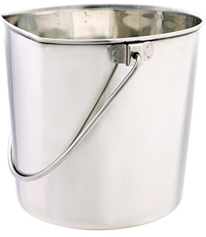 ProSelect Stainless Steel Flat Sided Pails — Durable Pails for Fences, Cages, Crates, or Kennels - 9¾, 9-Quart
