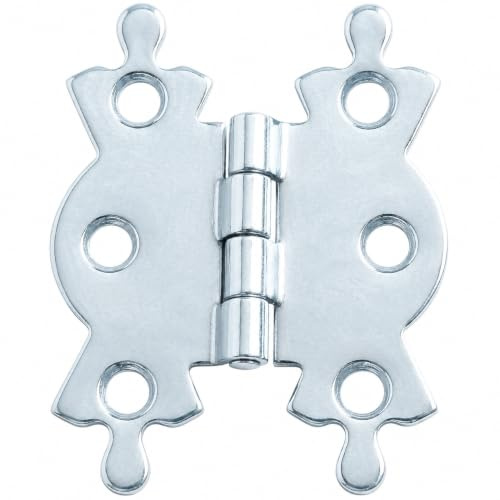 Merriway BH02996 Butterfly Hinges, Bright Zinc Plated, 50mm, Pack of 2 | Decorative surface-mounted design | For boxes, chests, cabinets, cupboard doors and craft projects | 50mm (2)