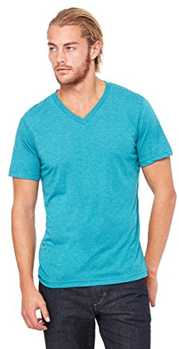 BELLA+CANVAS Unisex Triblend Short-Sleeve V-Neck T-Shirt XS Teal Triblend