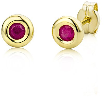 Miore Ohrringe Damen Gelbgold 9 Karat / 375 Gold Ohrstecker Rubin