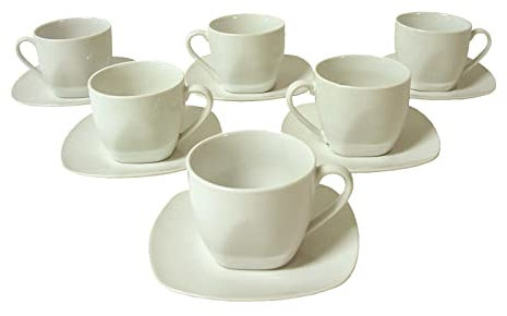 Lote 6 Taza Y Plato TE 200ML Porcelana Blanco