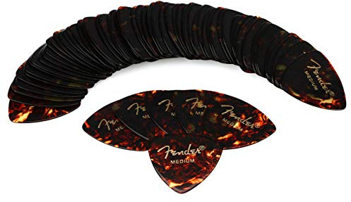 Fender 346 Classic Celluloid Guitar Picks 72-Pack - Shell - Medium for electric guitar, acoustic guitar, mandolin, and bass