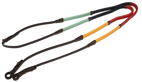 Kincade Rainbow Reins with Hook Studs, Brown/Multi, 1/2x48